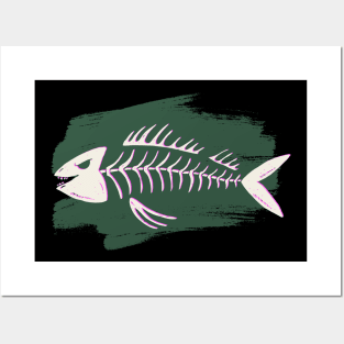 fish skeleton Posters and Art